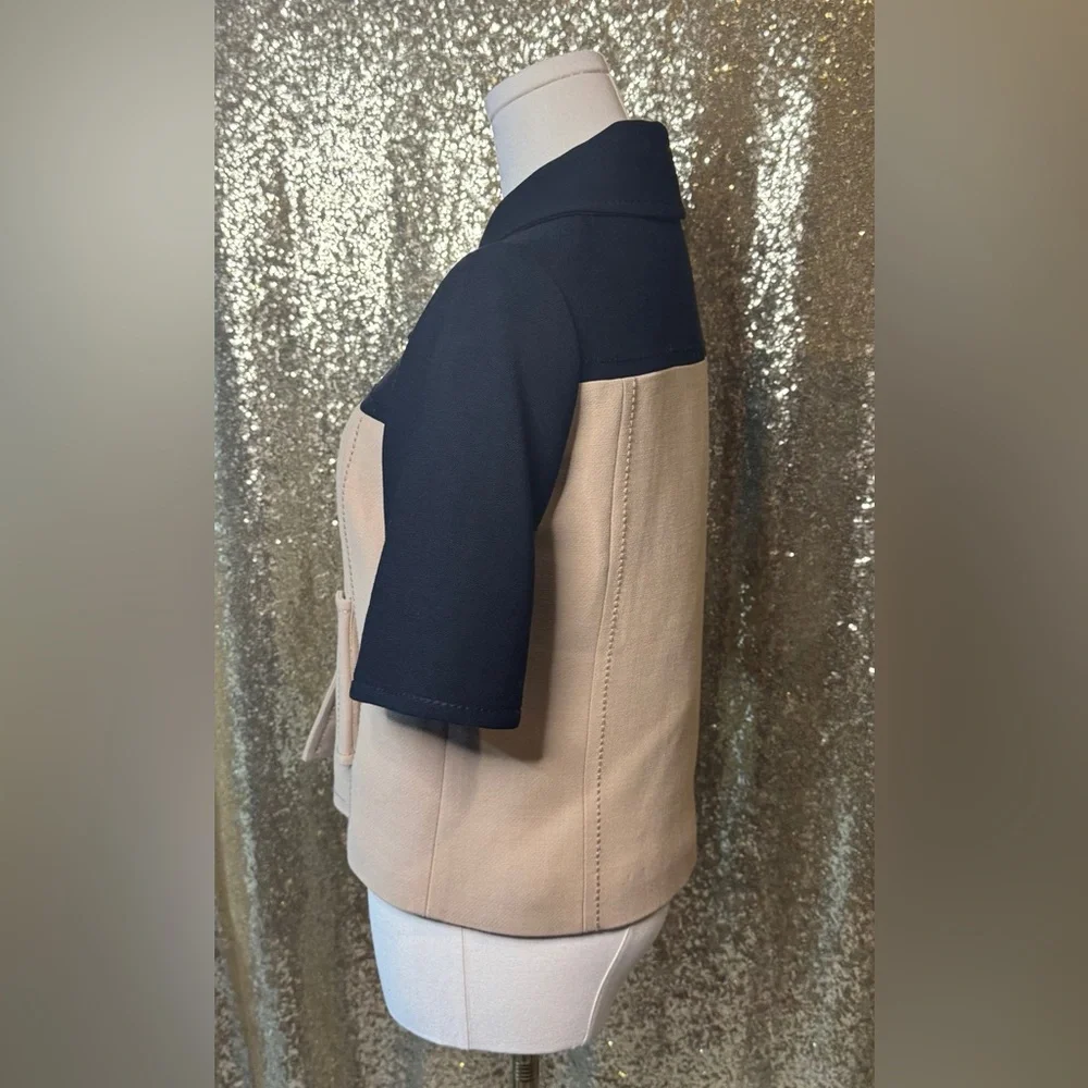 Kate Spade Black Tan Colorblock Jacket Size 6 Chic Designer Structured Button Up